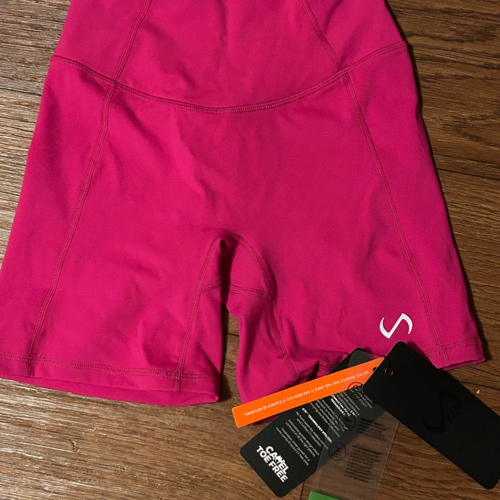 Vibrant Pink Bike Shorts with High Waistband